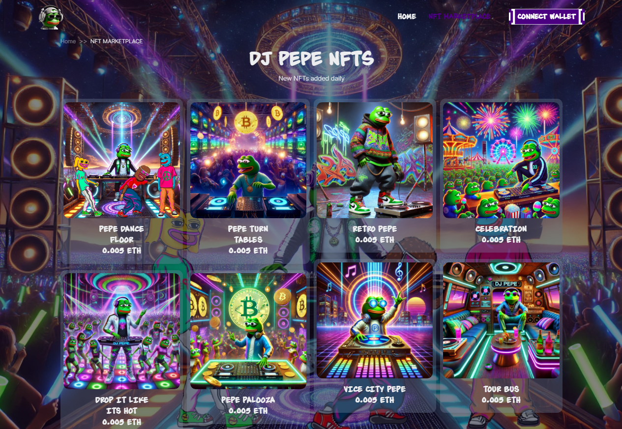 DJ Pepe NFT Marketplace